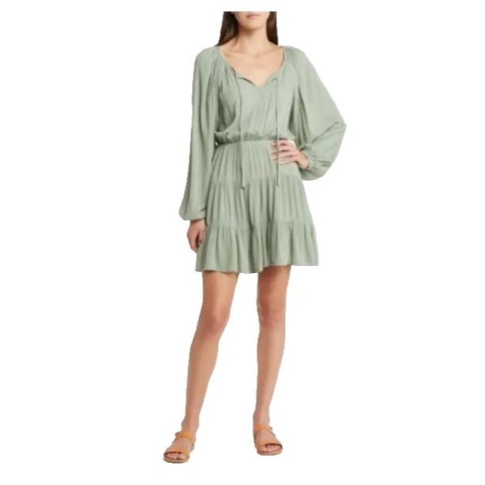 O’Neill Harla Dress Lily Pad Green Mini Dress Women’s Size Large Long Sleeve